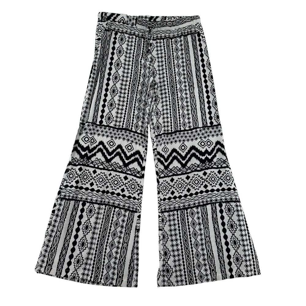 O Rageous Women's Size M  Geometric Print Wide Leg Palazzo Pants Hippie 90's Y2K